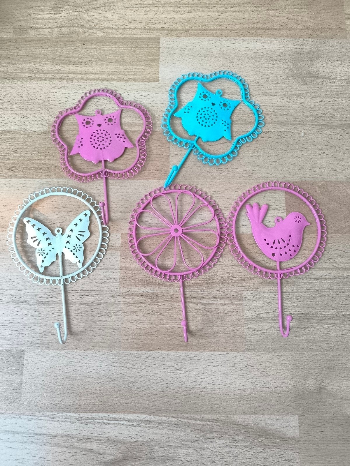 Decoratieve kapstokhaken set - Uil, vlinder, vogel, bloem, Ophalen, Gebruikt, Meerkleurig, Overige stijlen