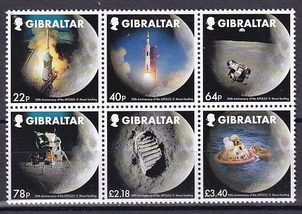 Gibraltar Blok 1923/28 Maanlanding 2019 postfris, Ophalen of Verzenden, Postfris