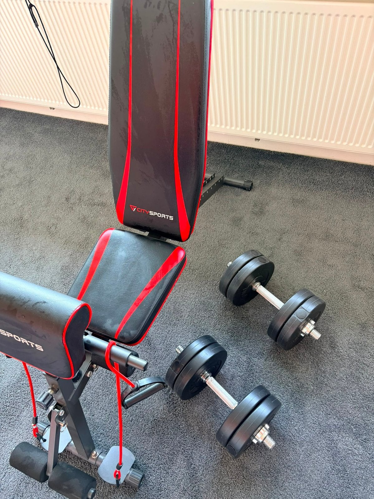 Fitness bank met dumbells moet weg voor weekend, Ophalen of Verzenden, Zo goed als nieuw, Fitnessbank