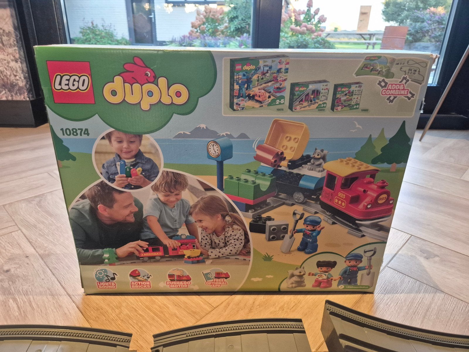 Duplo trein 10874 / 10872 met veel extra rails, Ophalen of Verzenden, Zo goed als nieuw, Duplo, Complete set