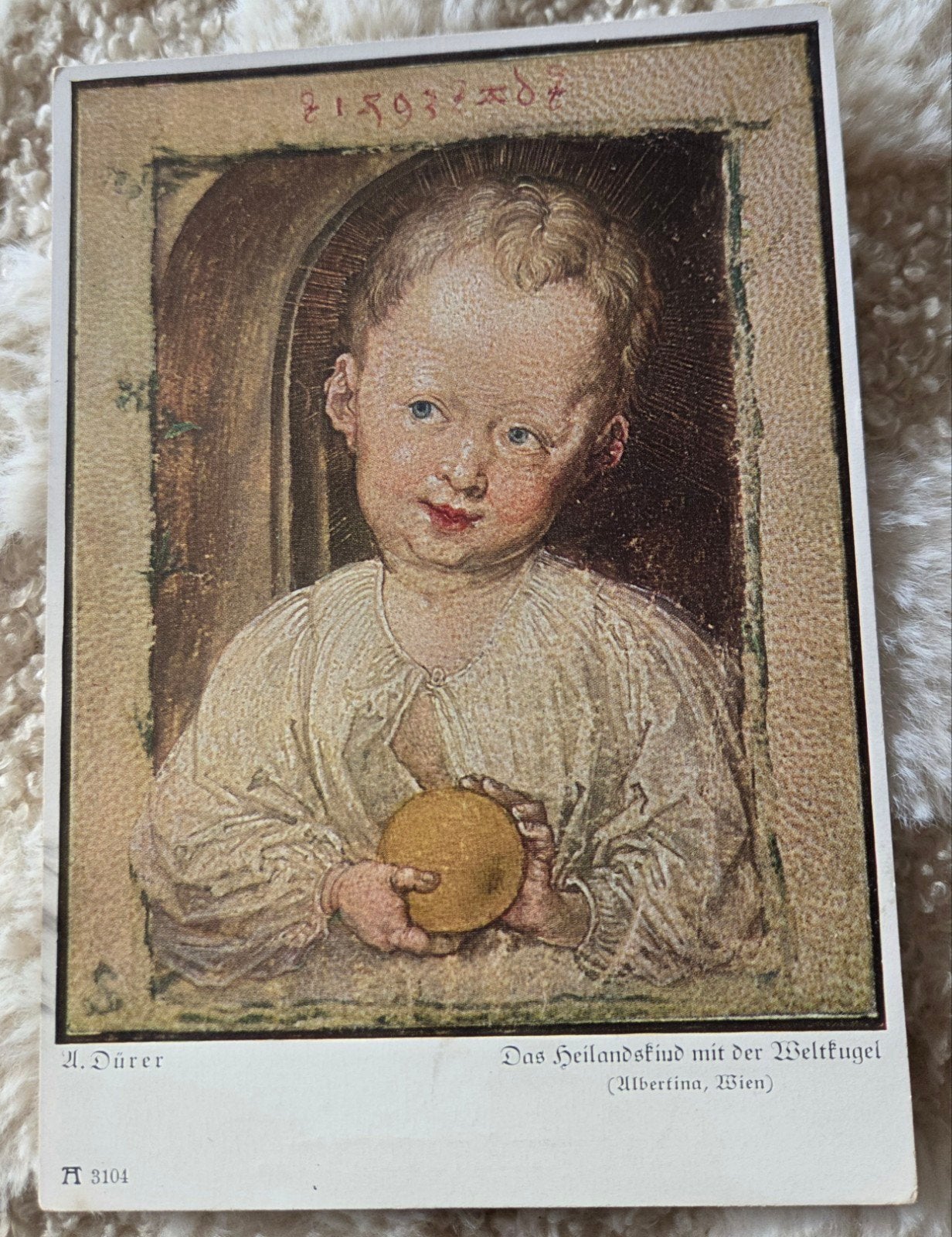 Ansichtkaart: Het Heilandskind met de Wereldbol (A. Dürer), Verzenden, Voor 1920, Ongelopen, Kinderen