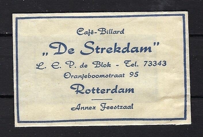 161 Rotterdam cafe biljard DE STREKDAM, Ophalen of Verzenden, Nederland