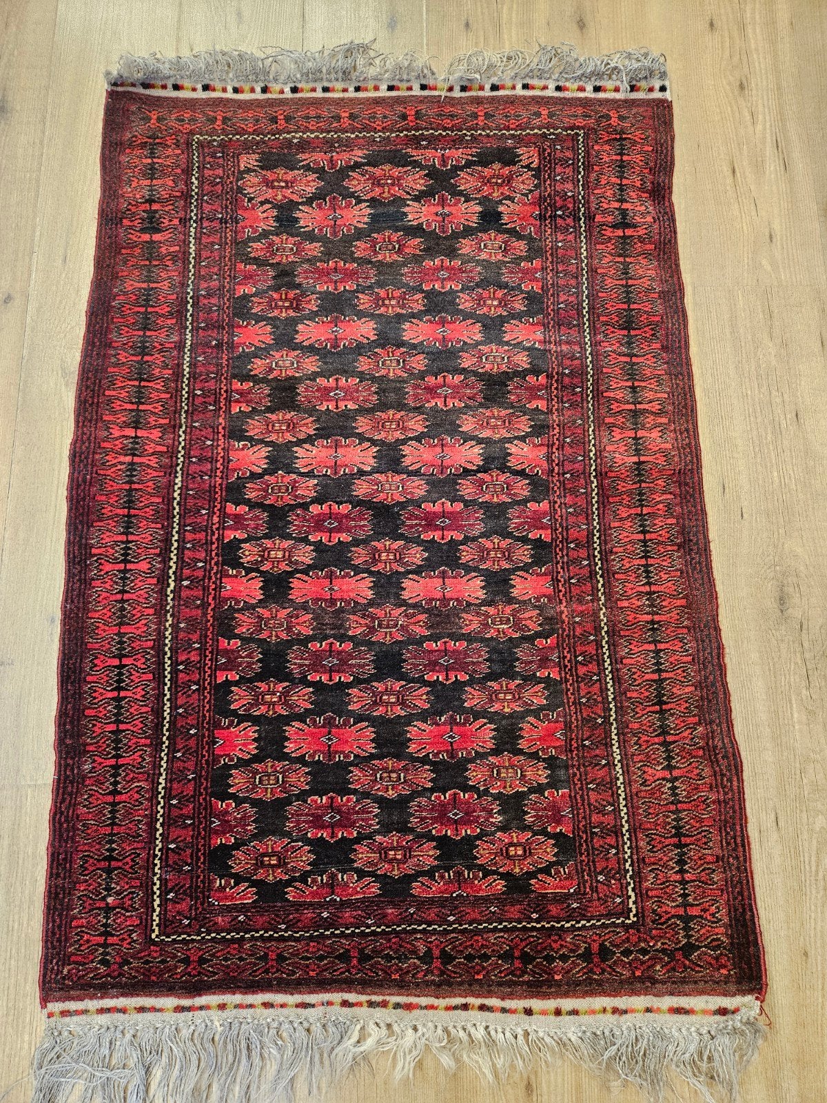 Vintage handgeknoopt oosters tapijt 130x87, Info@SlatsAntiek.nl, Blauw, Tweedehands, 100 tot 150 cm