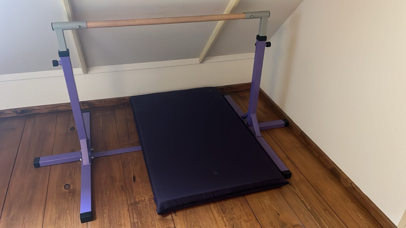 Kinderrekstok met mat - Turnen/Gymnastiek, Ophalen, Gebruikt, Paars, Materiaal
