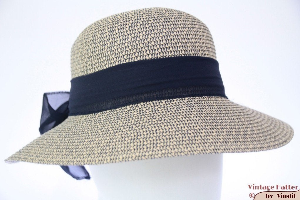 Dames zomerhoed met blauw sjaaltje 57 Nieuw, 56 of 57 cm (M, 7 of 7⅛ inch), Hoed, Hawkins, Nieuw