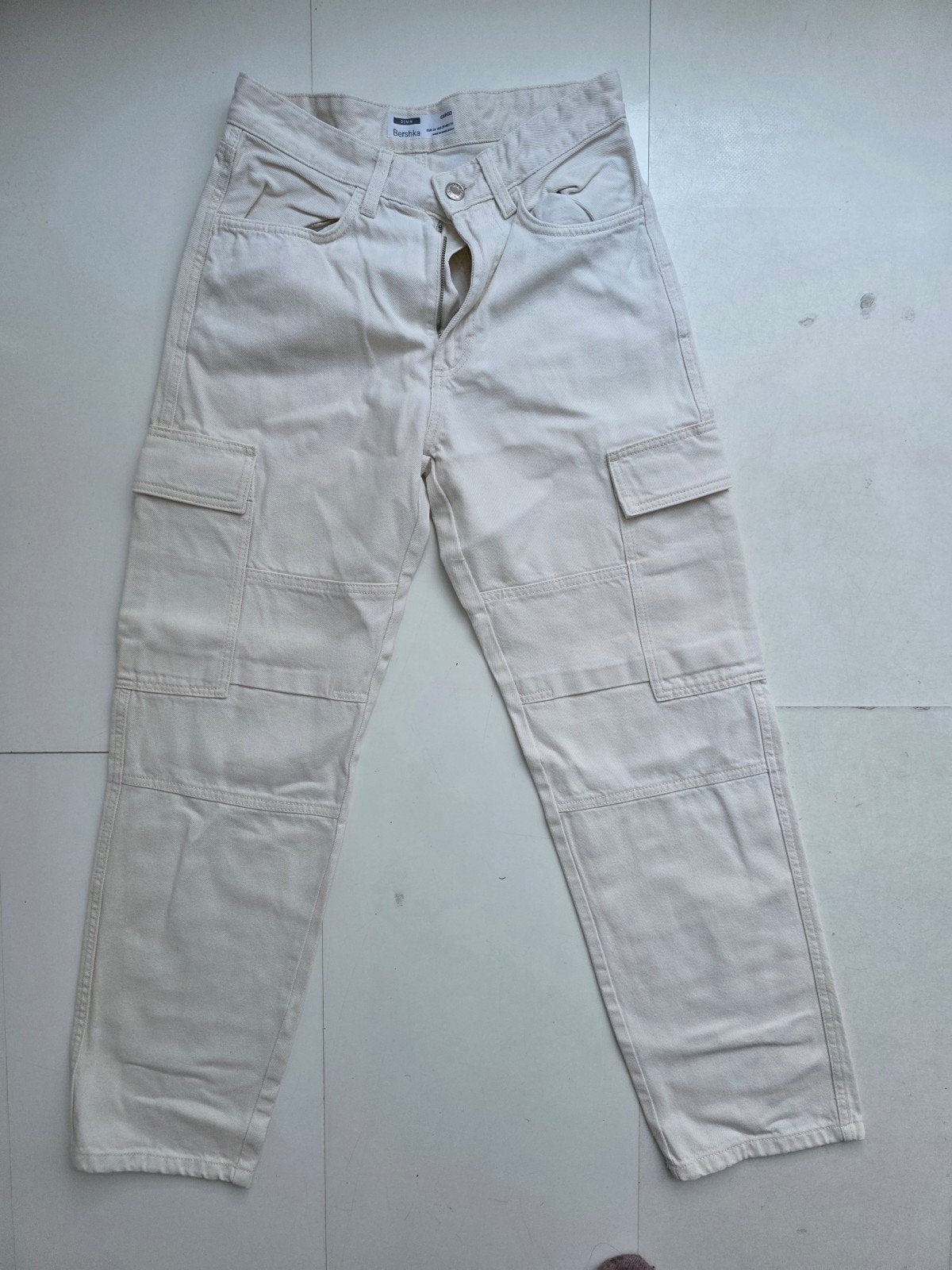 Zgan Bershka Denim Cargo broek maat 36, Beige, Overige maten, Ophalen of Verzenden, Zo goed als nieuw