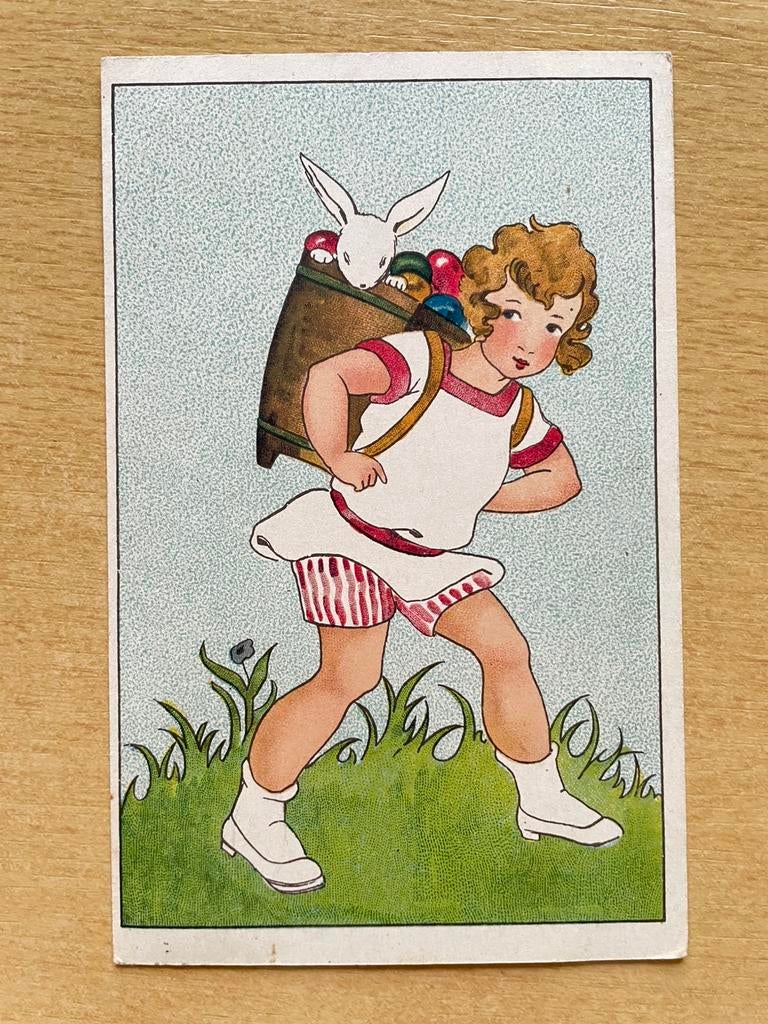 Meisje met paasmand illustratoren, Ophalen of Verzenden, 1920 tot 1940, Gelopen, Kinderen