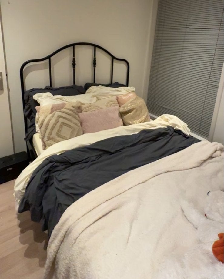 IKEA SAGSTUA bedframe zwart 140x200 cm, Ophalen, Gebruikt, Zwart, 140 cm
