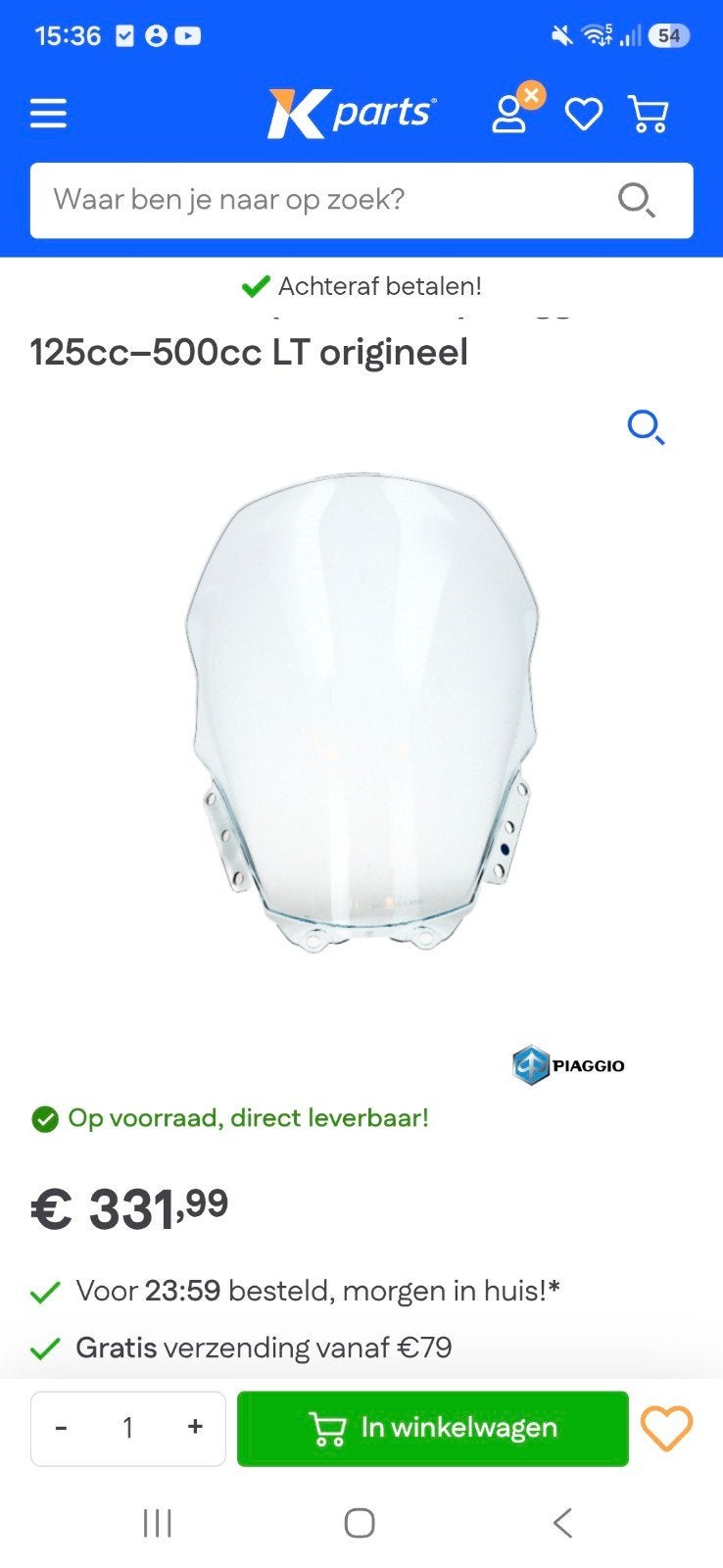 Origineel Piaggio mp3 Windscherm 125cc-500cc LT, Ophalen of Verzenden, Nieuw