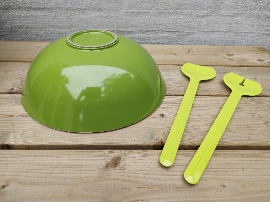 Grote mepal schaal 5 ltr  + slabestek groen / serveerschaal, Ophalen of Verzenden, Gebruikt
