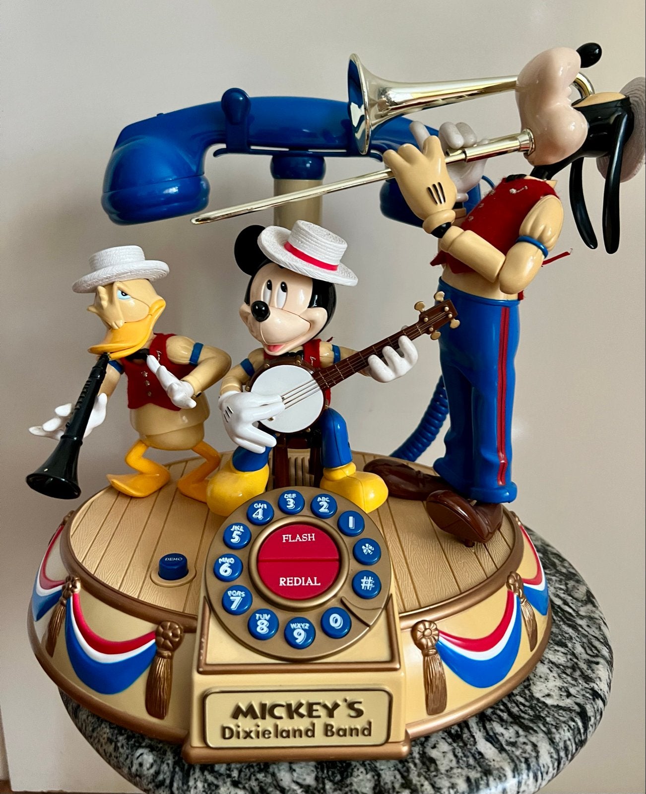Vintage Disney Telefoon - Mickey's Dixieland Band, Ophalen, Mickey Mouse, Gebruikt, Beeldje of Figuurtje