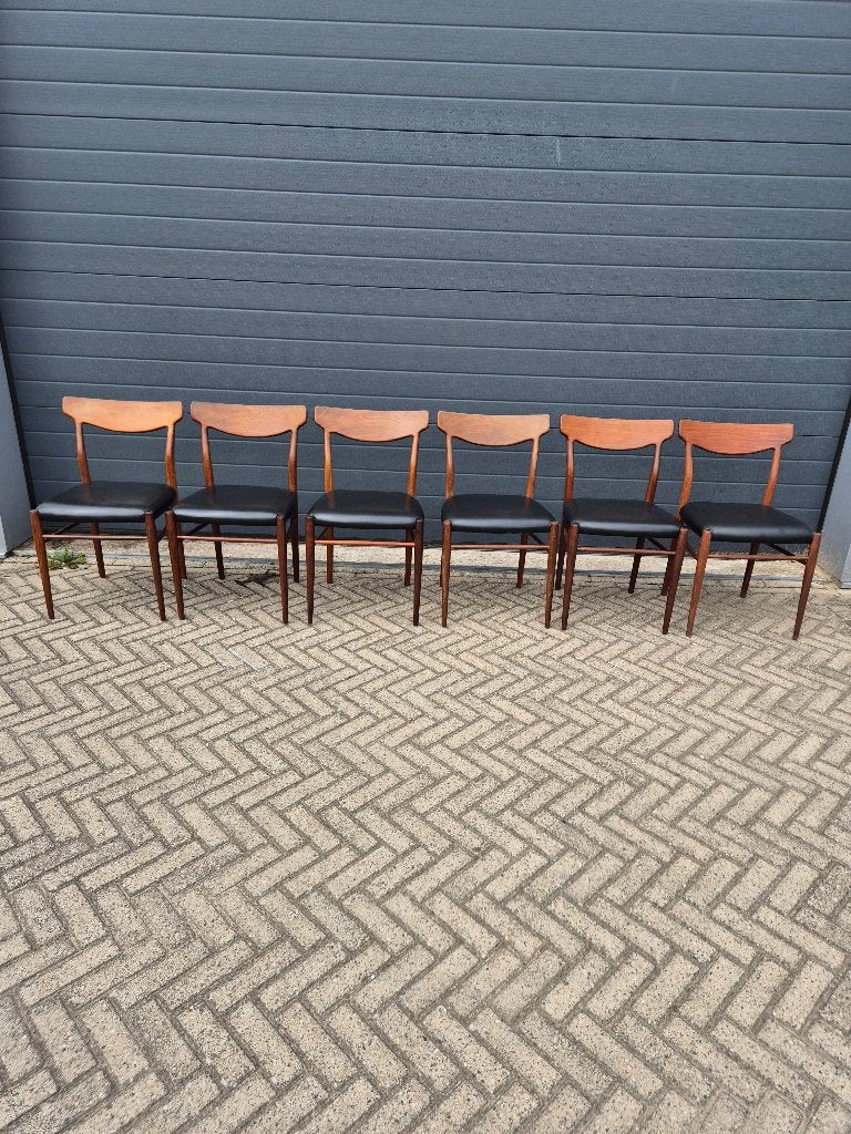 6 mooie vintage eetkamerstoelen lubke Harry Østergaard., Ophalen, Jaren 60, Bruin, Zo goed als nieuw