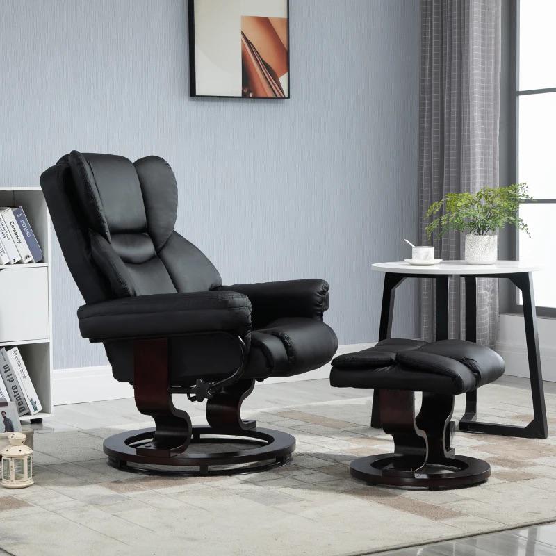 Fauteuil met kruk, ligfunctie, draaibaar zwart, J, Nieuw, Ophalen of Verzenden, 50 tot 75 cm