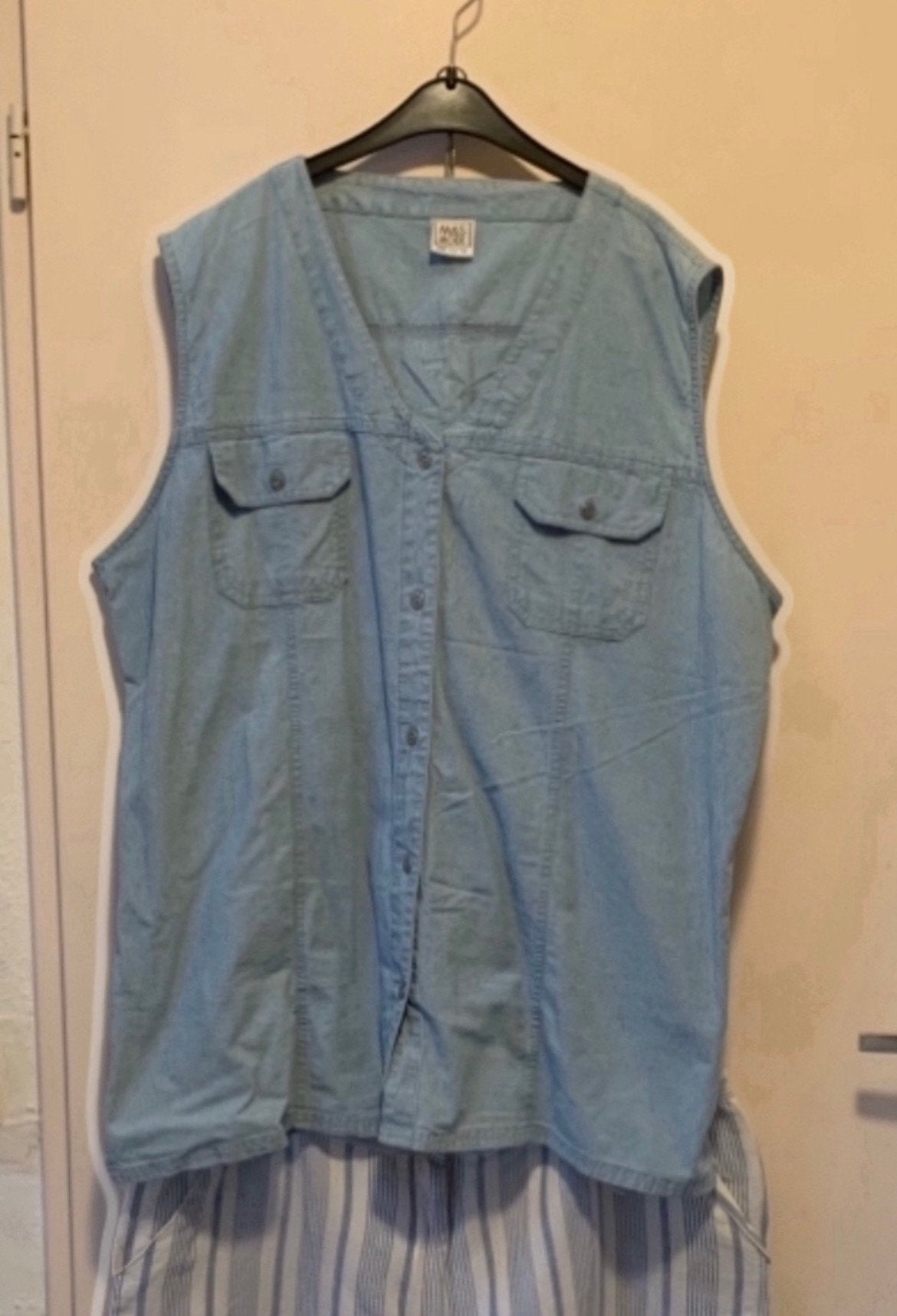 Blauwe gilet / mouwloze blouse. Maat XXL.  Merk, Ophalen of Verzenden, Zo goed als nieuw, Maat 46/48 (XL) of groter, Blauw