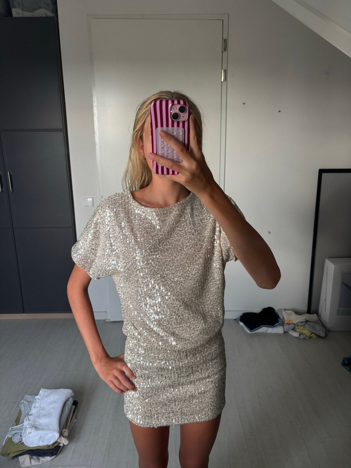 Fashiontiger pailletten jurk XXS/XS, Kleding | Dames, Jurken, Verzenden, Nieuw, Maat 34 (XS) of kleiner, Boven de knie