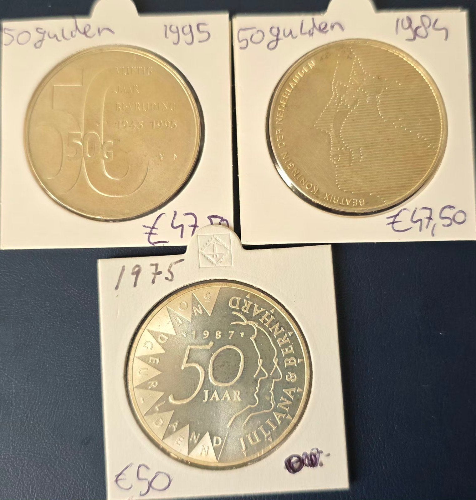 3x 50 gulden Nederland Beatrix, Koningin Beatrix, Zilver, 50 gulden, Verzenden