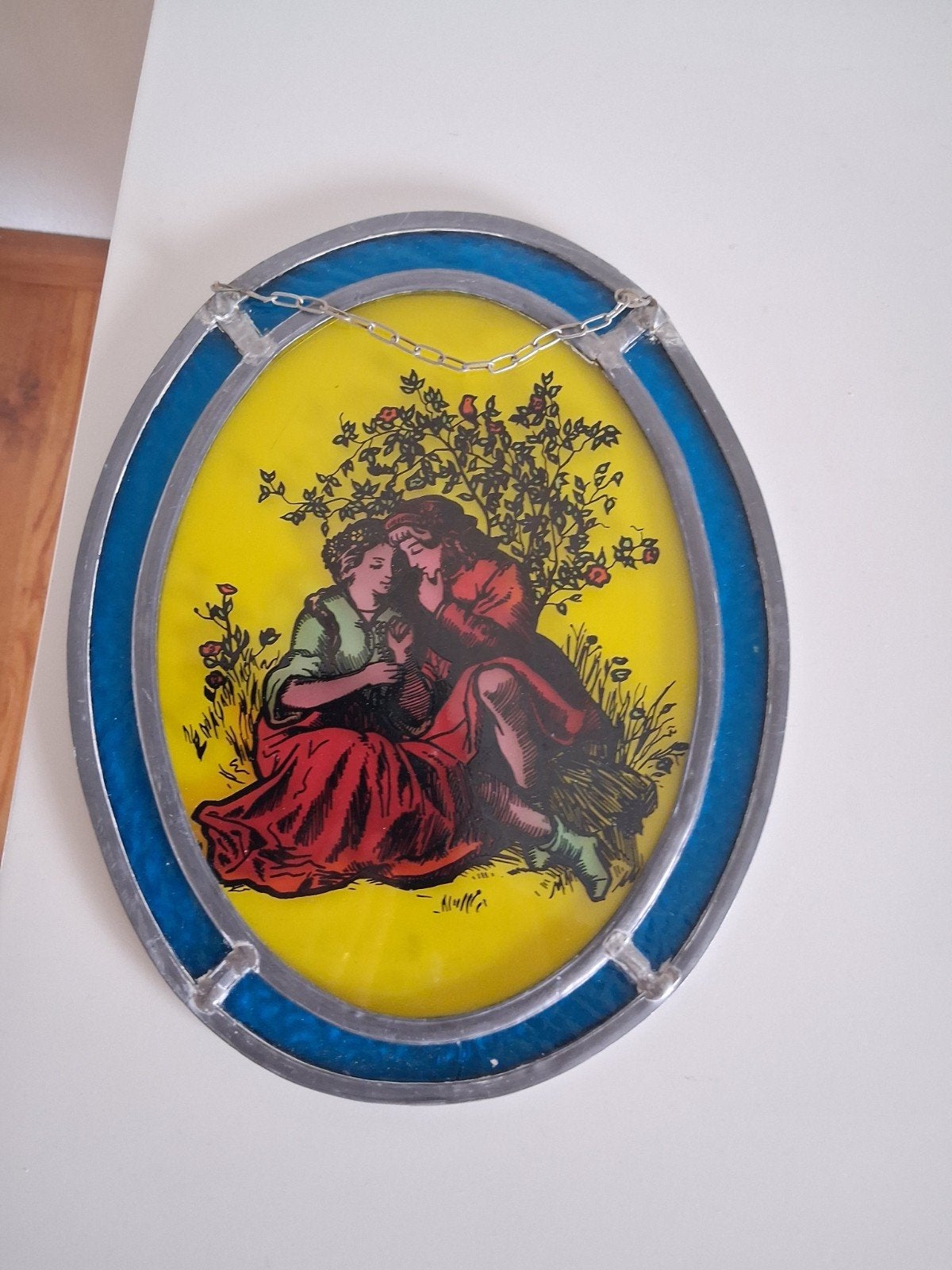 ANTIEK GLAS IN LOOD SCHILDERIJTJE., Minder dan 50 cm, Ophalen of Verzenden, Zo goed als nieuw, Schilderij