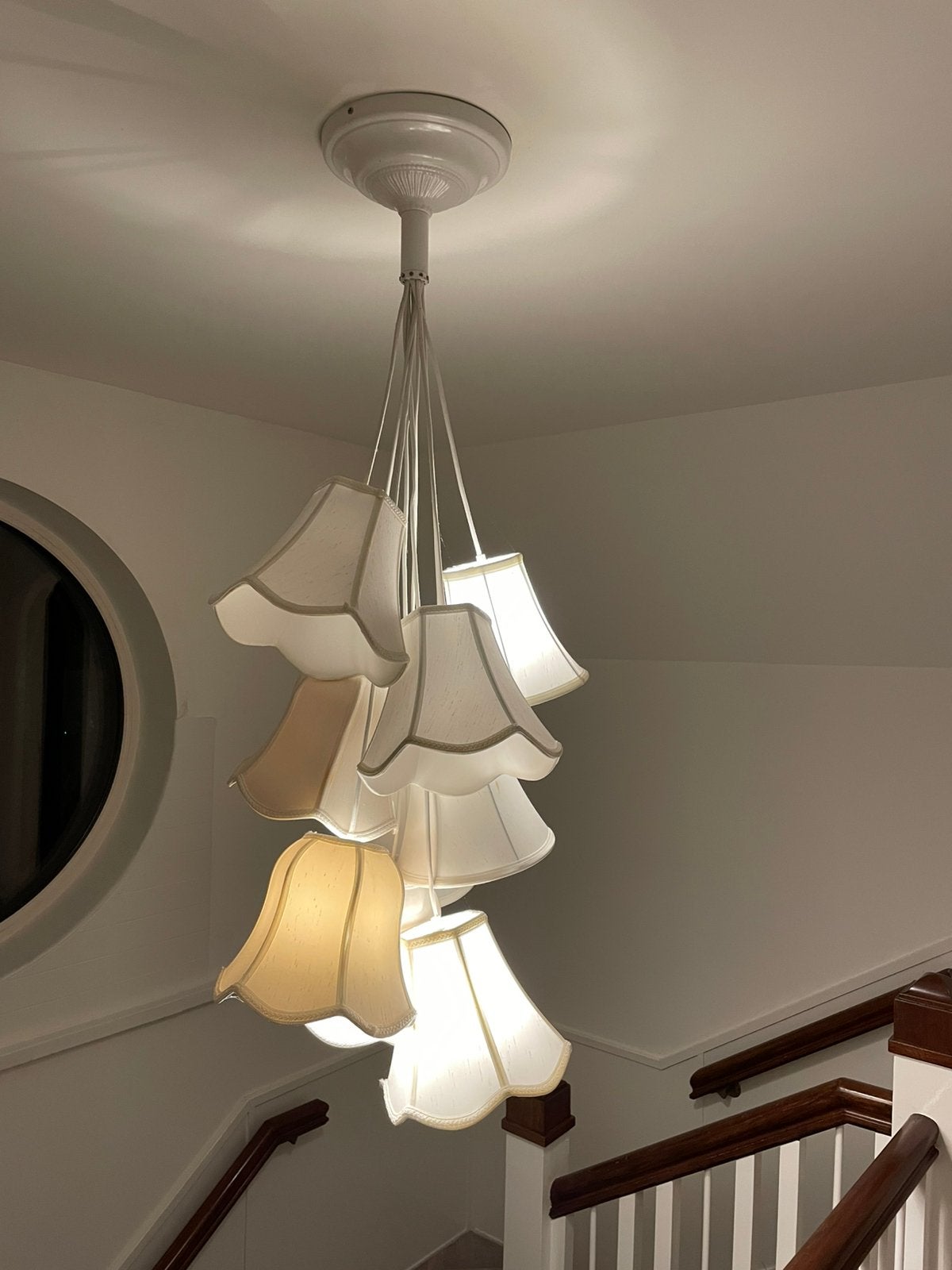 Hanglamp met 9 lichtpunten, versch hoogtes (tot 150 cm), Ophalen, Gebruikt