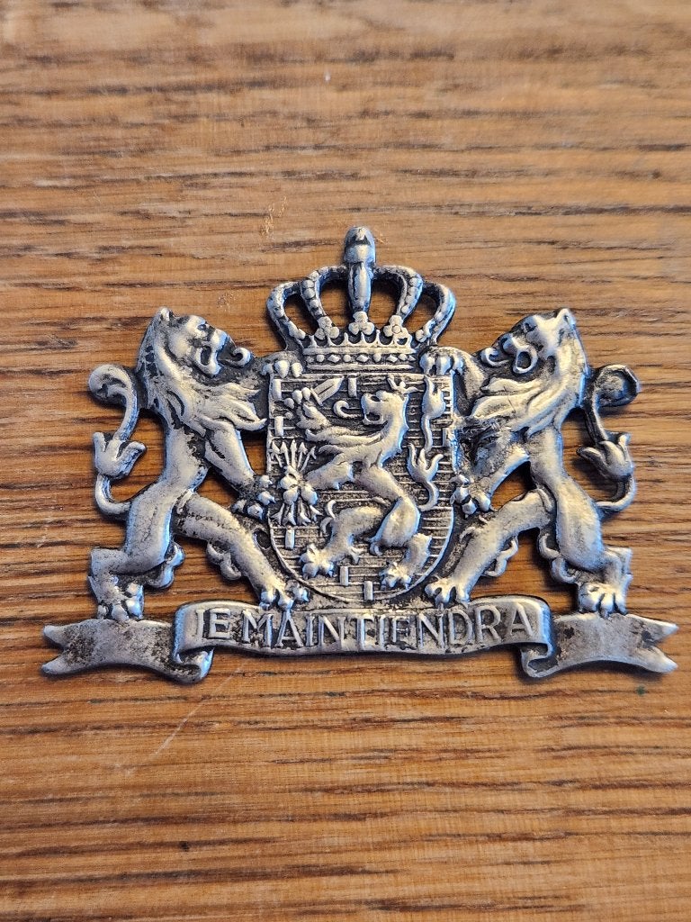 Zilveren broche - Je maintiendrai, Ophalen of Verzenden, Landmacht, Nederland, Embleem of Badge