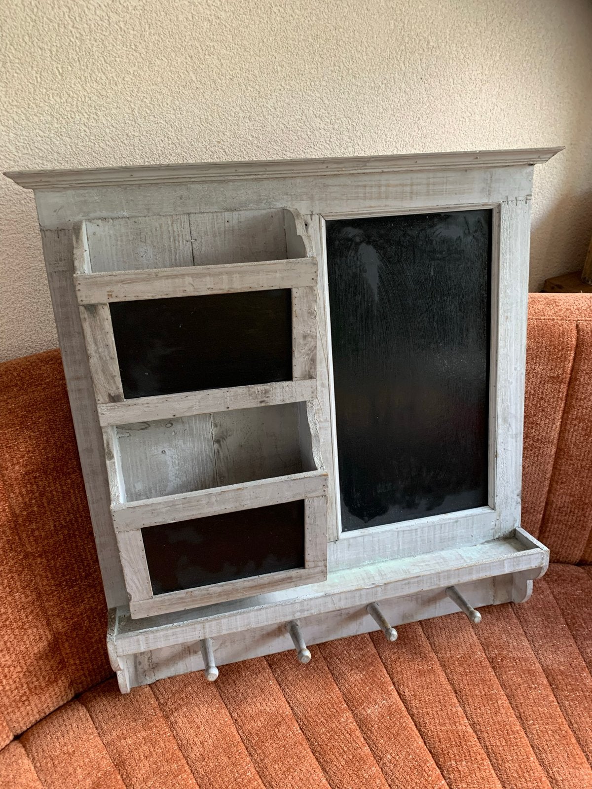 Houten wandrek met krijtbord en haken, ca. 60x60 cm, Ophalen, Hout, Gebruikt, Landelijk