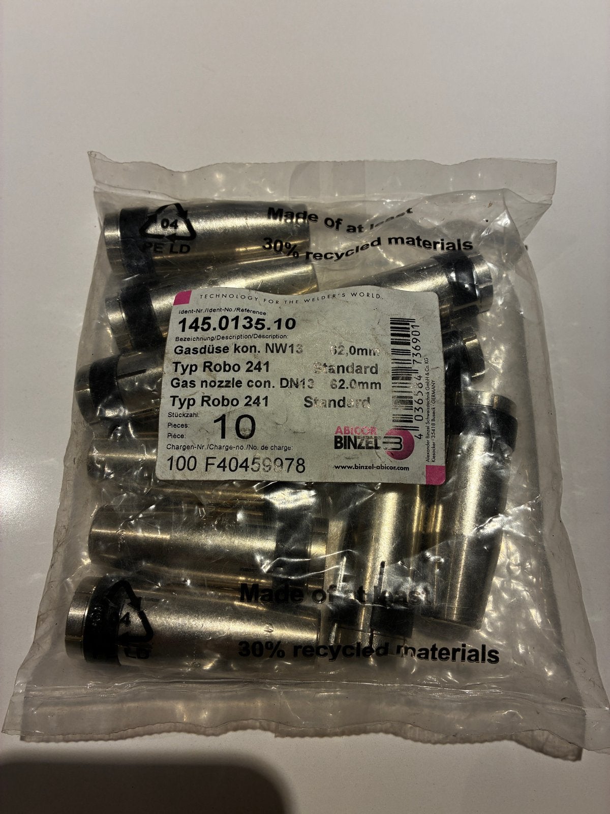 ABICOR Binzel Gasmondstuk kon. NW13 Typ Robo 241 (10 stuks), Doe-het-zelf en Verbouw, Ophalen of Verzenden, Nieuw, Overige typen