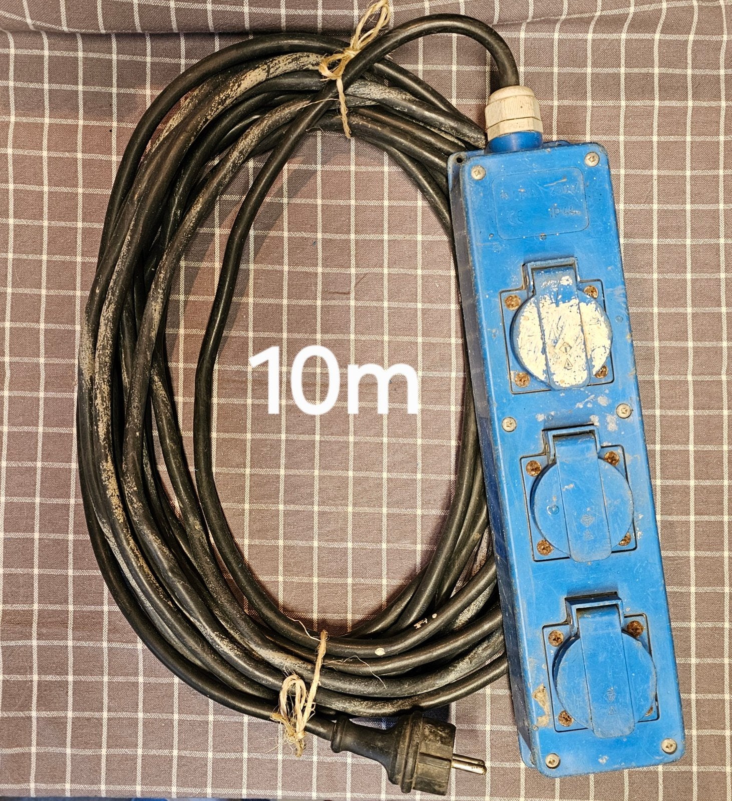 Stroomkabel met verdeeldoos - 10m, Ophalen of Verzenden, Gebruikt, Kabel of Snoer