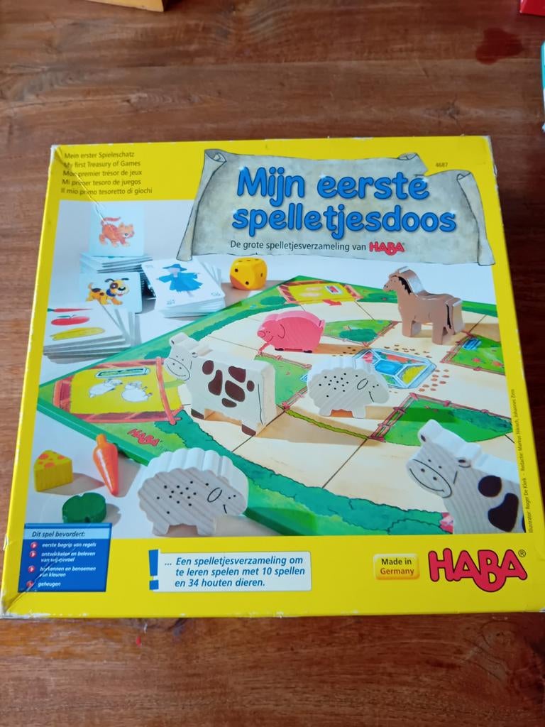 HABA Mijn Eerste Spelletjesdoos - Spelletjesverzamelin, Hobby en Vrije tijd, Gezelschapsspellen | Bordspellen, Een of twee spelers