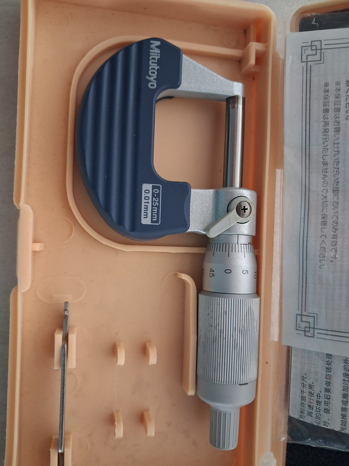 Mitutoyo Micrometer 0-25mm, 0.01mm nauwkeurigheid,, Ophalen of Verzenden, Zo goed als nieuw, Afstand