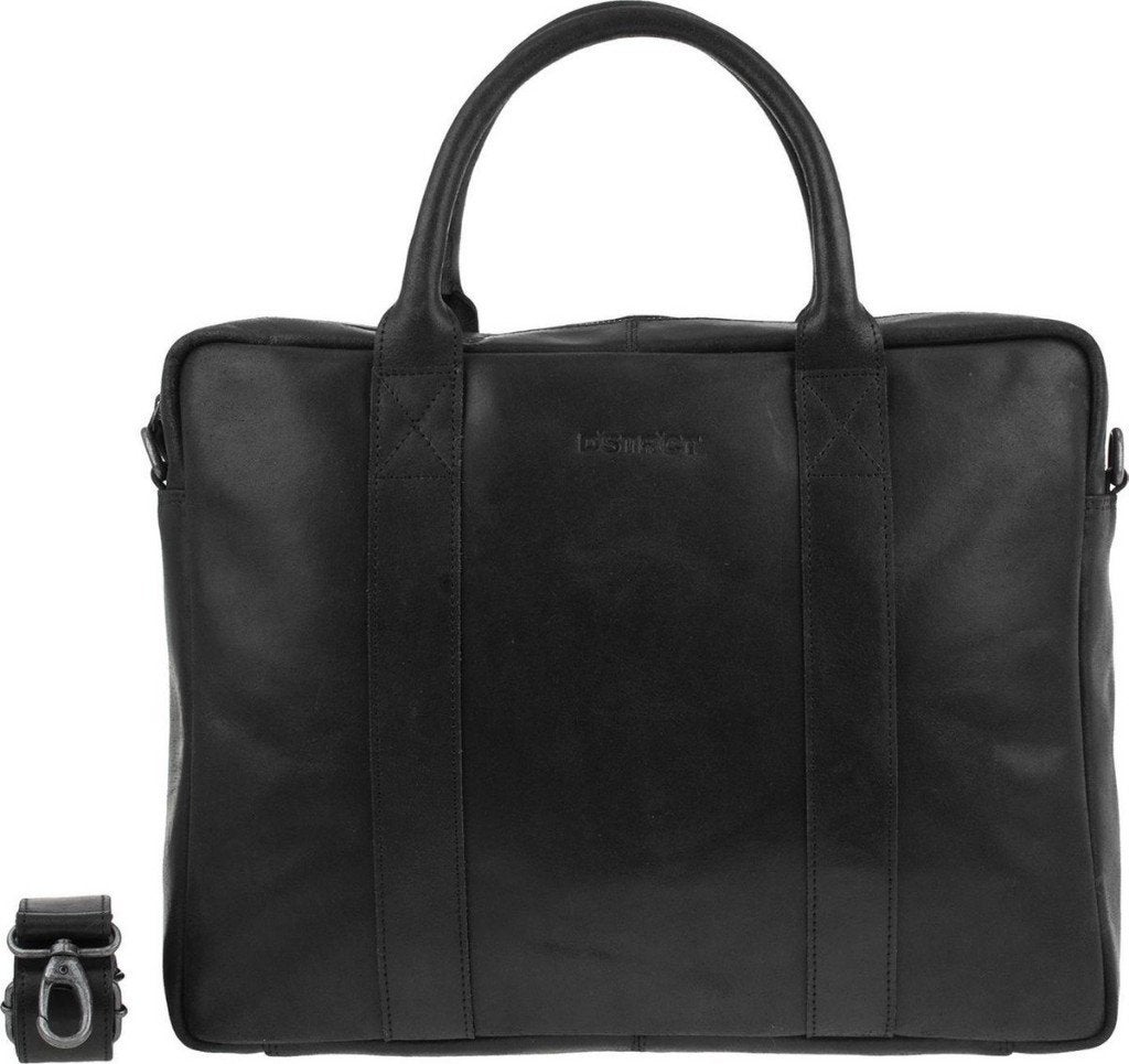 DSTRCT Leren Laptoptas Zwart 15 inch, Computers en Software, Laptoptassen, Nieuw, Aktetas, 15 inch, Overige merken, Gevoerd laptopvak