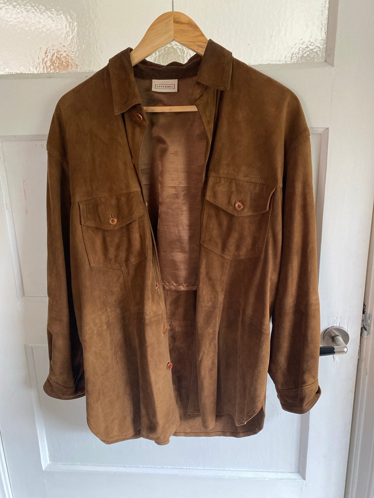Stefanel Suède Jas Overshirt - Trendy Retro Vintage Stijl, Ophalen of Verzenden, Gedragen, Bruin