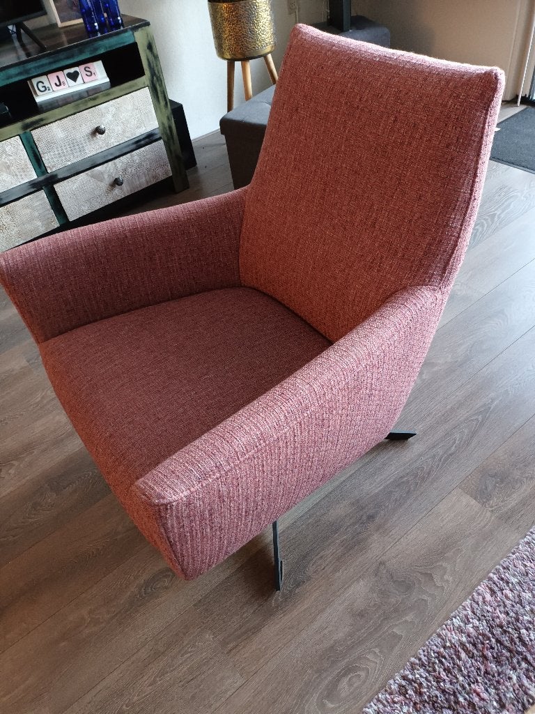 Roze gemeleerde FAUTEUIL stoel met draaipoot, Huis en Inrichting, Fauteuils, Ophalen, Gebruikt, 75 tot 100 cm, 50 tot 75 cm
