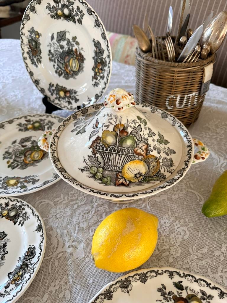 Mason’s Fruit Basket compl antiek servies uit Engeland, Antiek en Kunst, Ophalen