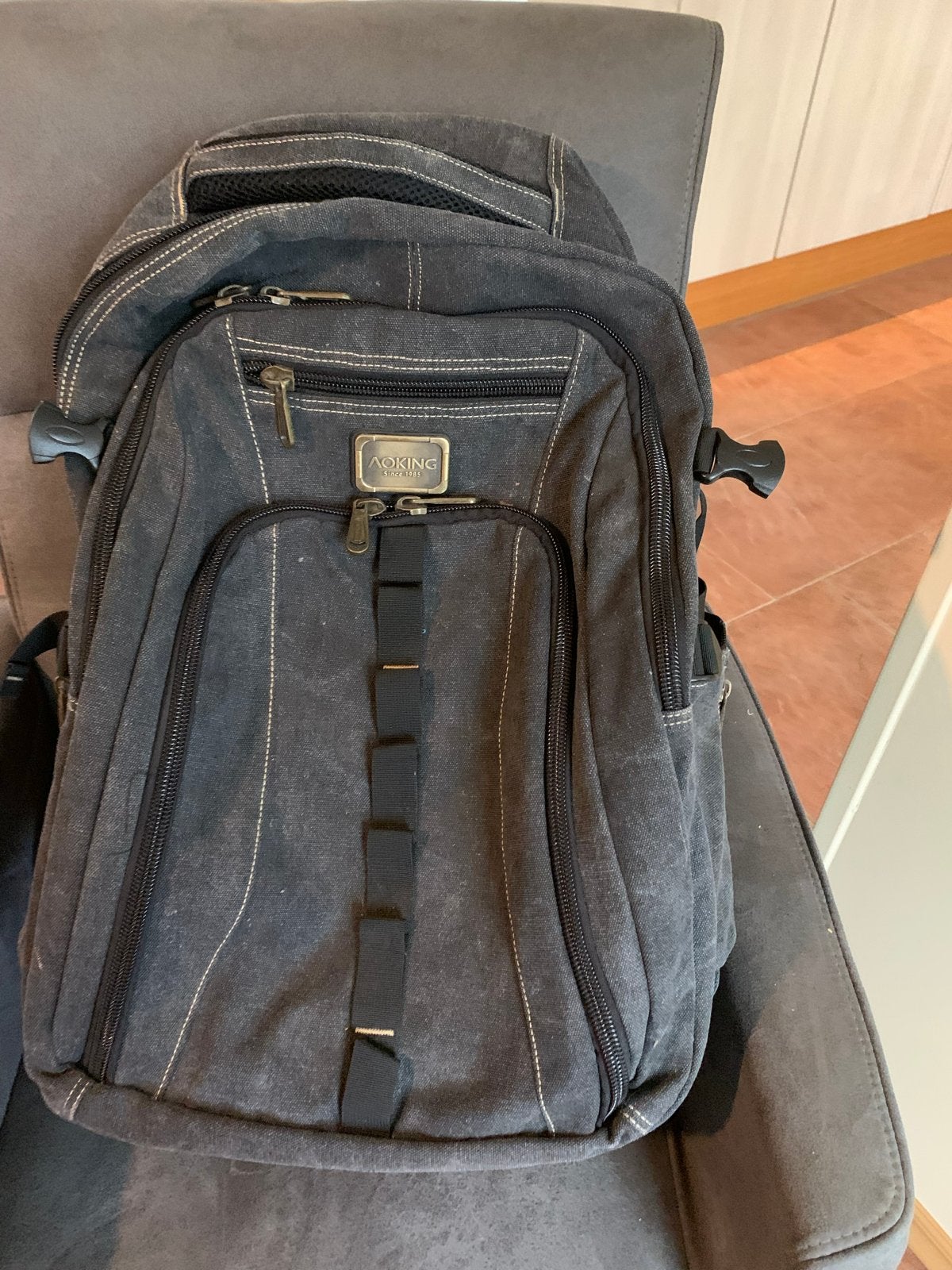Aoking Rugzak op Wielen - Grijs/Zwart, Gebruikt, 25 tot 40 cm, Ophalen of Verzenden, Overige merken