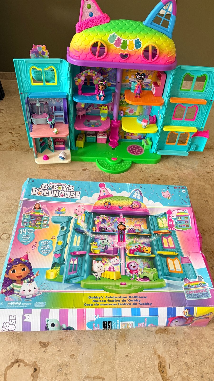 Gabby's Dollhouse Feest inclusief doos, Ophalen of Verzenden, Zo goed als nieuw, Poppenhuis