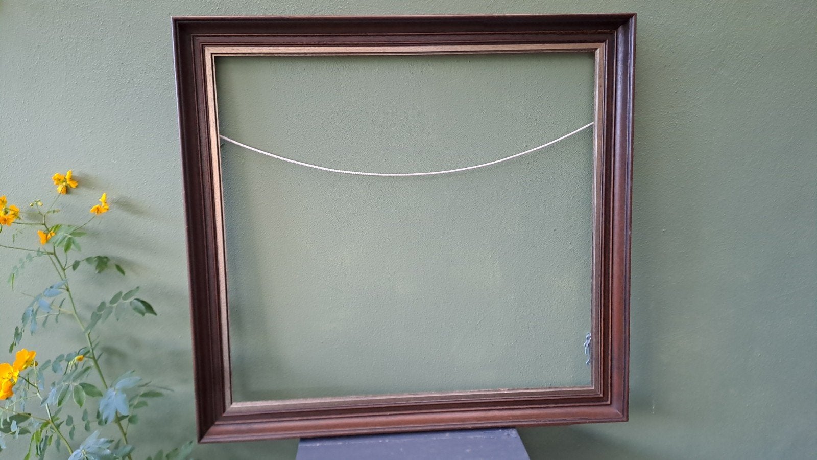 Mooie lijst 92 x 86 cm - Hout, donkerbruin met goud, Ophalen, Bruin, Gebruikt, Pellisterij Courage