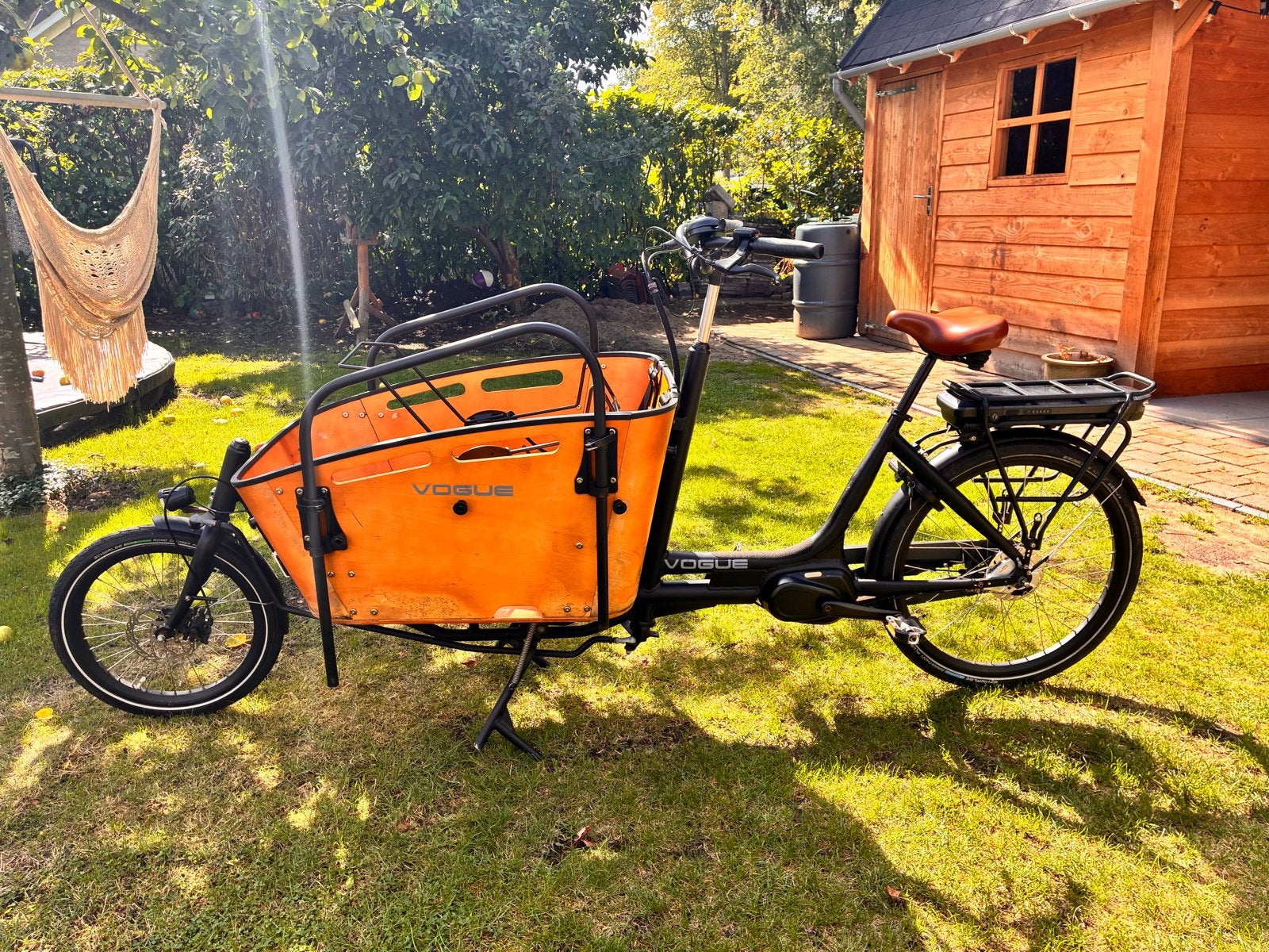 Vogue Carry 2 elektrische bakfiets 450W zwart/bruin, Fietsen en Brommers, Fietsen | Bakfietsen, 4 kinderen of meer, Gebruikt, Elektrisch
