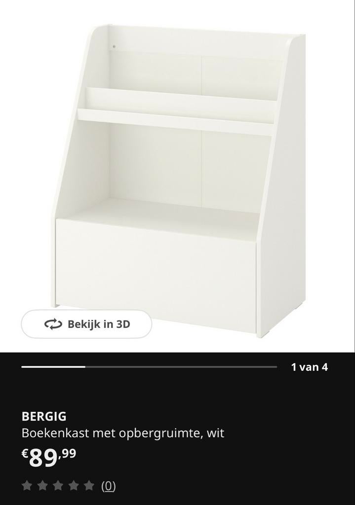 Ikea BERGIG Boekenkast met opbergruimte, wit, Huis en Inrichting, Kasten | Boekenkasten, Ophalen, Gebruikt, 50 tot 100 cm, Minder dan 100 cm
