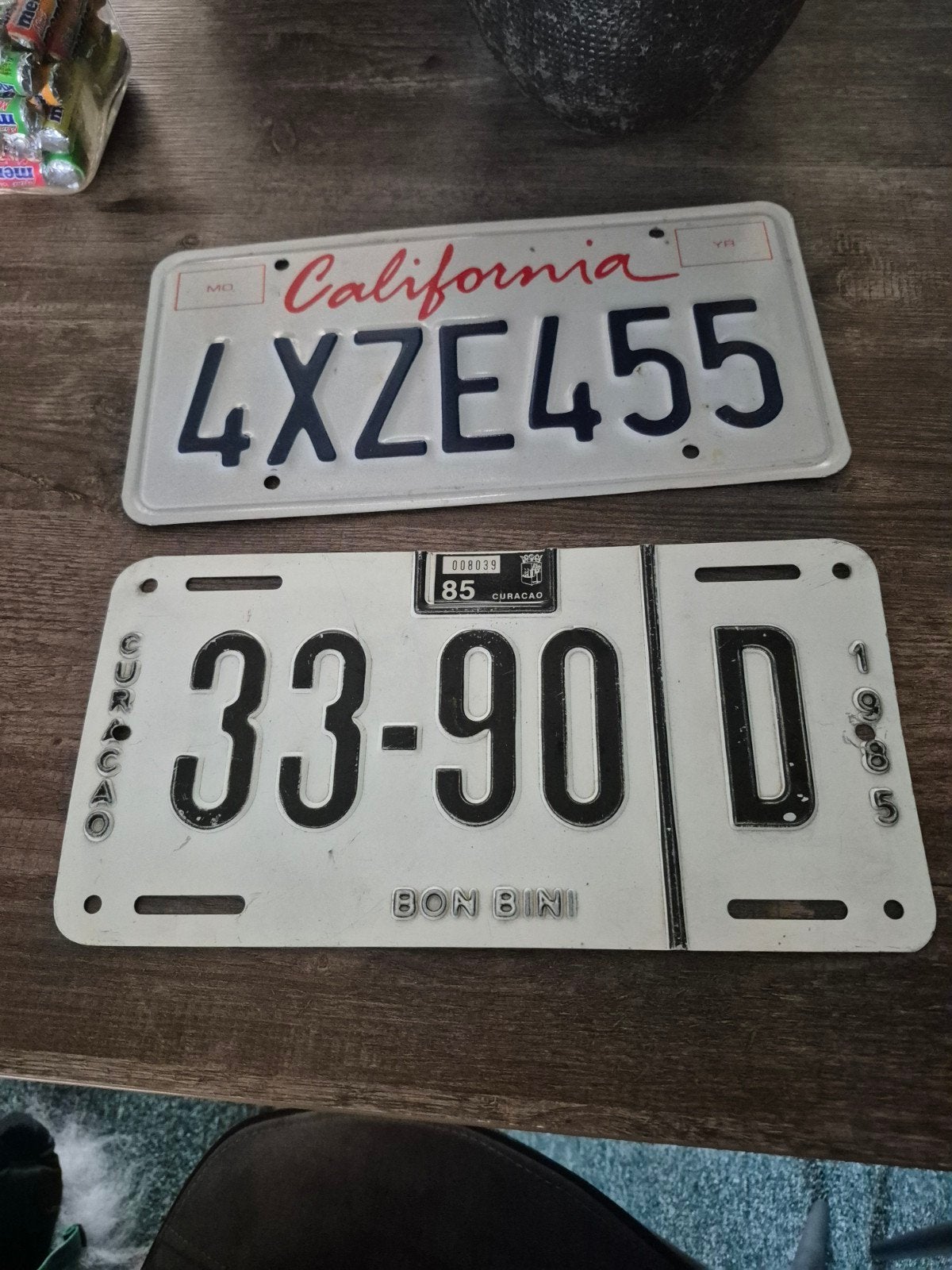Kentekenplaten: Californië en Curaçao (vintage), Ophalen of Verzenden, Gebruikt