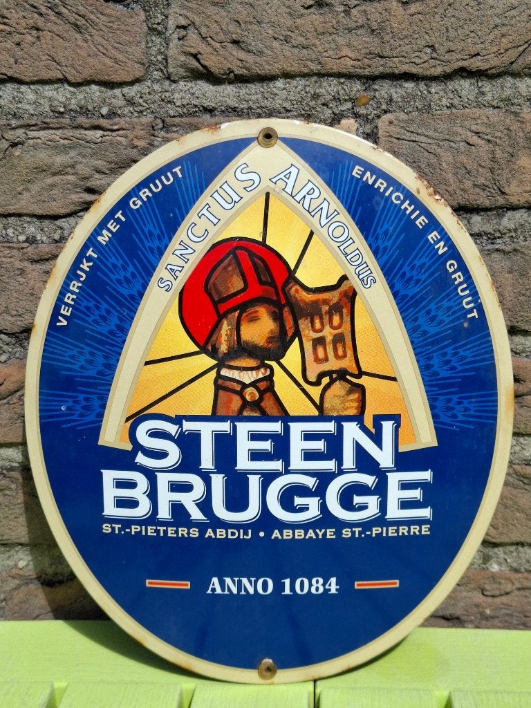 Emaillebord Steenbrugge Bier, Ophalen of Verzenden, Zo goed als nieuw, Reclamebord, Plaat of Schild, Overige merken