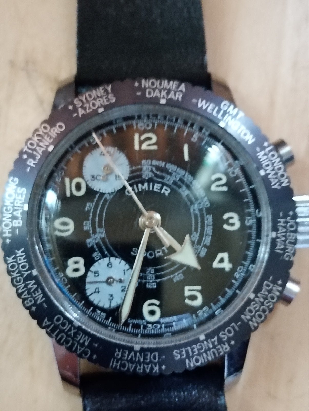 Vintage Cimier Sport World Time Chronograaf Jaren '60/'70, Ophalen