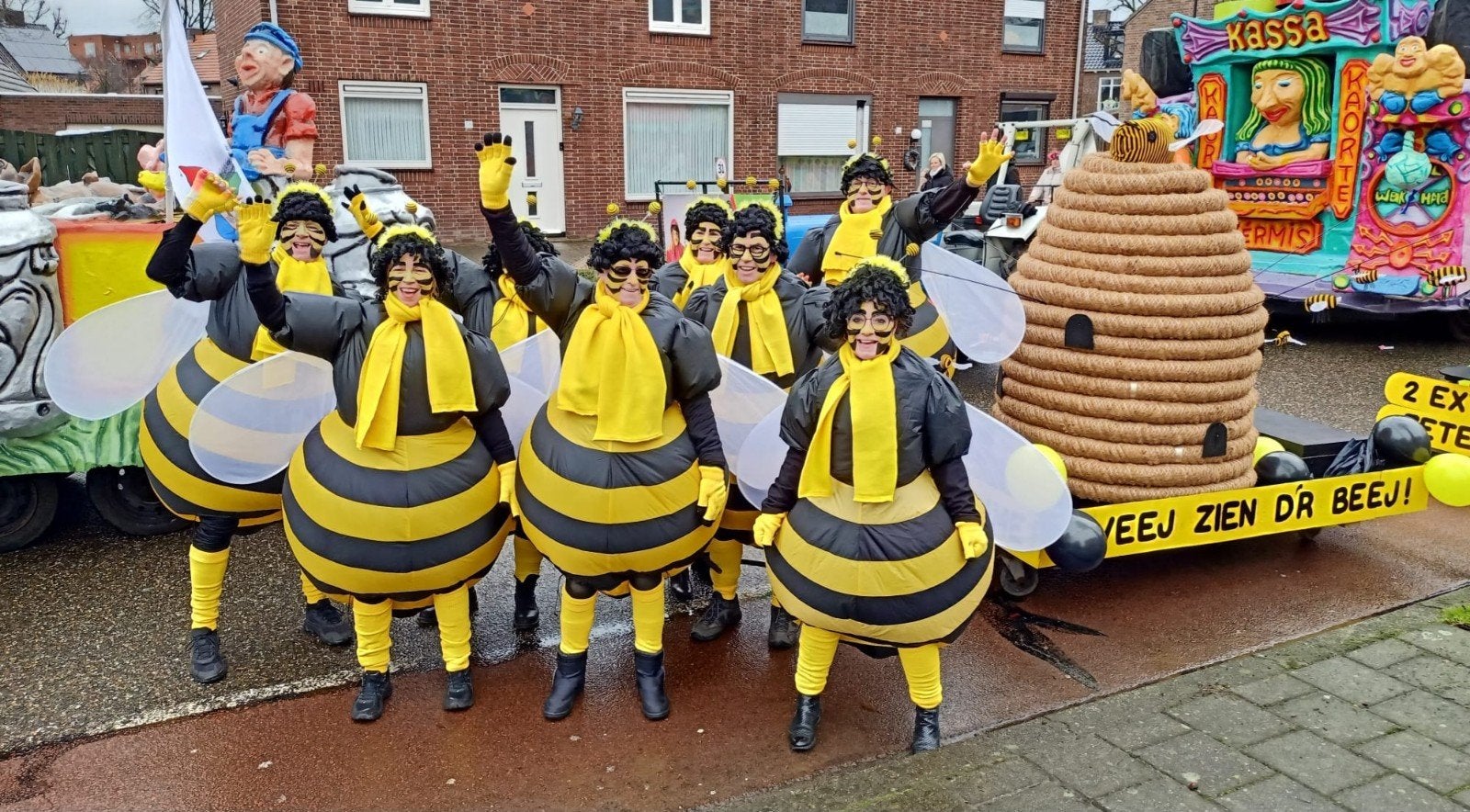 Carnavals loopgroep 10 pers. BIJEN met KORF en accessoires, Ophalen