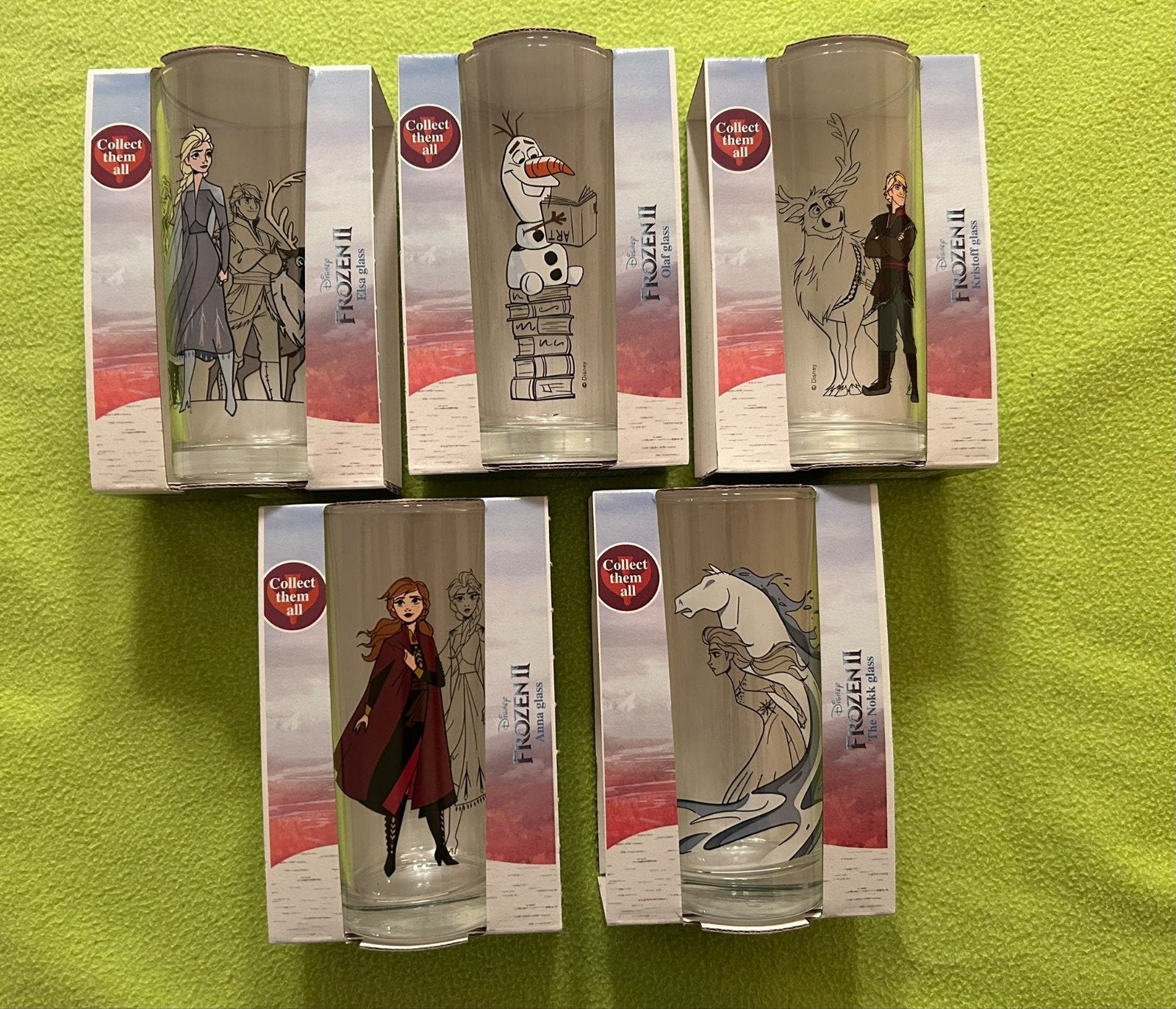 Complete set DekaMarkt Frozen 5 glazen, Glas of Glazen, Overige merken, Nieuw, Ophalen of Verzenden