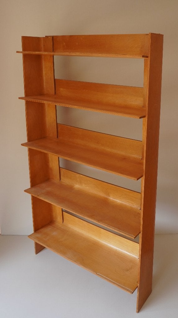 Beuken plywood boekenkast jaren 60 Braakman design taps, Ophalen, Gebruikt, Mid century modern, 100 tot 150 cm