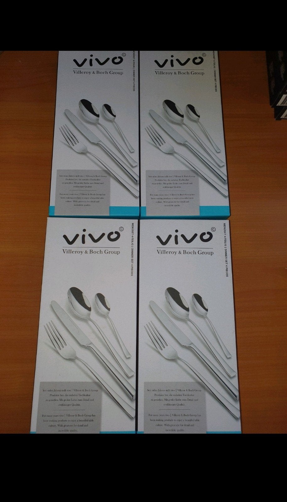 4x ah vivo villeroy en boch rvs bestek besteksets dinerset, Huis en Inrichting, Keuken | Bestek, Ophalen of Verzenden, Nieuw, Rvs of Chroom