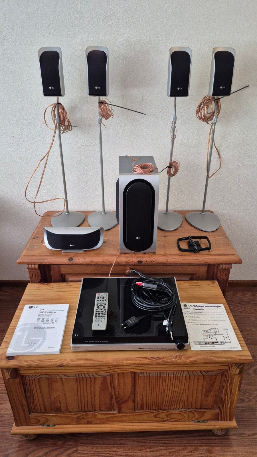 LG LH-R5500S DVD Recorder Receiver System met 5.1 speakers, Ophalen, Gebruikt, 70 watt of meer, 5.1-systeem