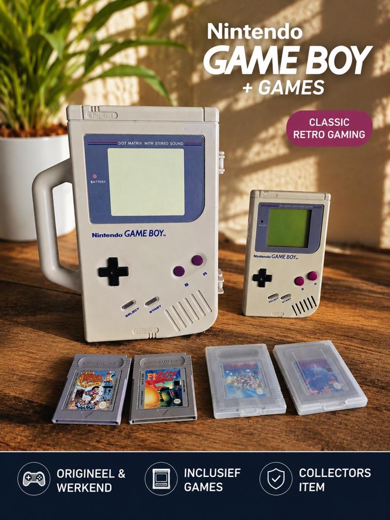 Nintendo Game Boy DMG-01 werkend + koffer + 4 games, 1 speler, Ophalen of Verzenden, Vanaf 3 jaar