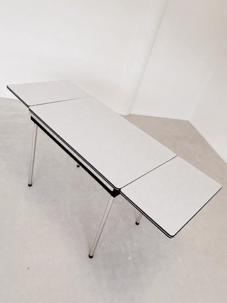 VINTAGE UITSCHUIFBARE EETTAFEL GRIJS | FORMICA, Ophalen, 100 tot 150 cm, -, -