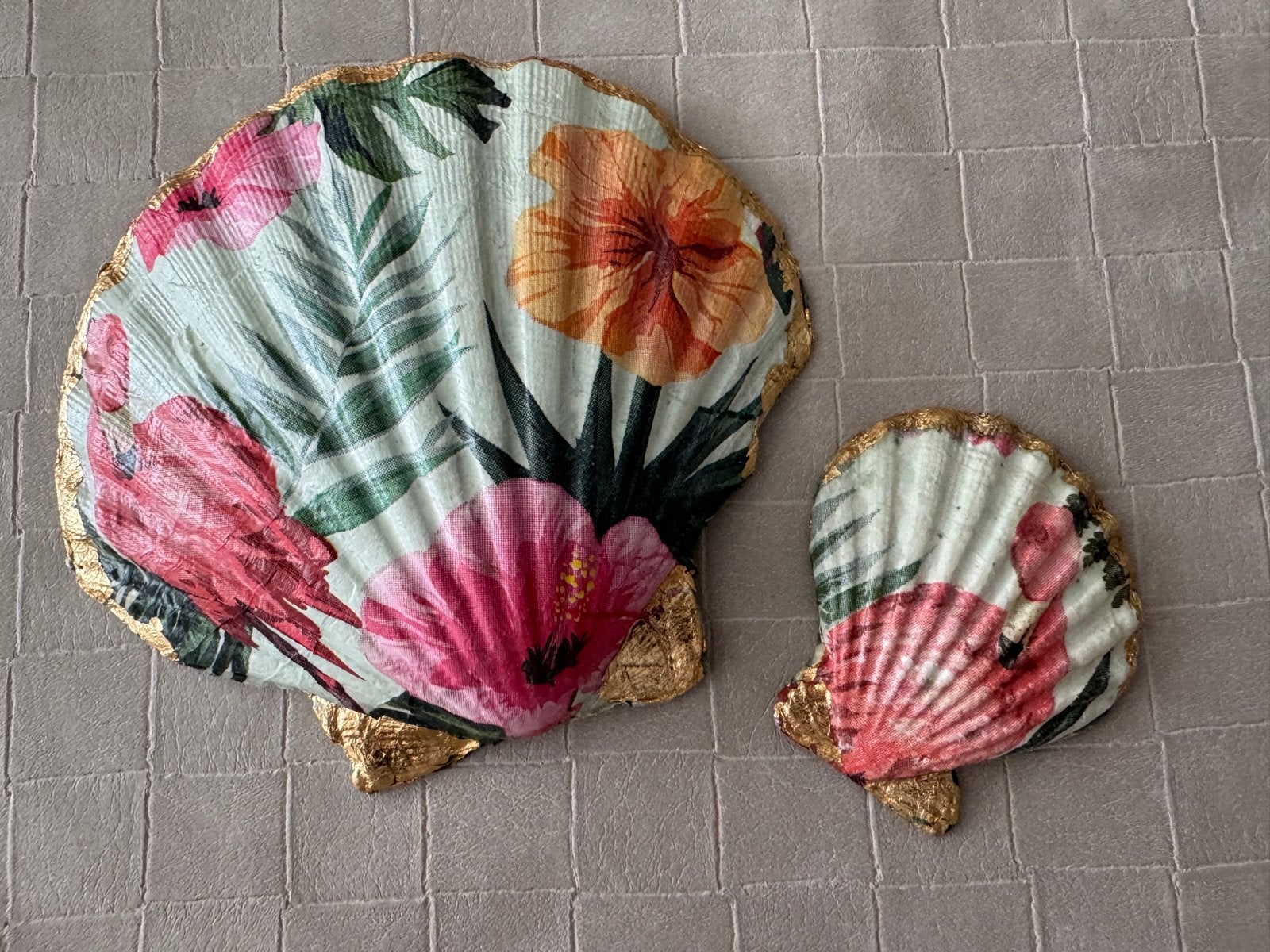 Decoratieve Schelpen met Tropische Print - Set van 2, Ophalen