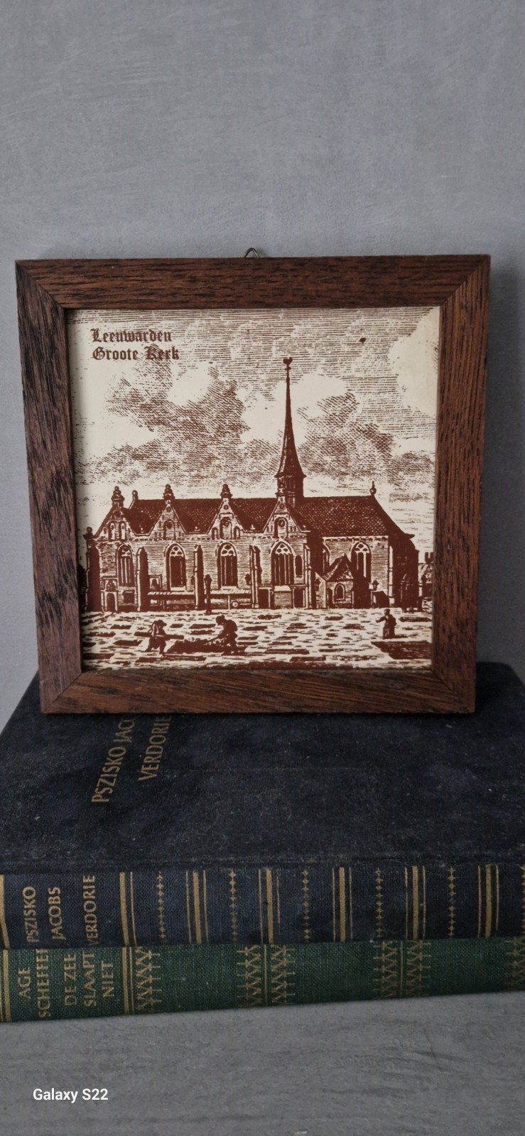 In gelijst tegeltje van de grote kerk leeuwarden., Antiek en Kunst, Ophalen of Verzenden