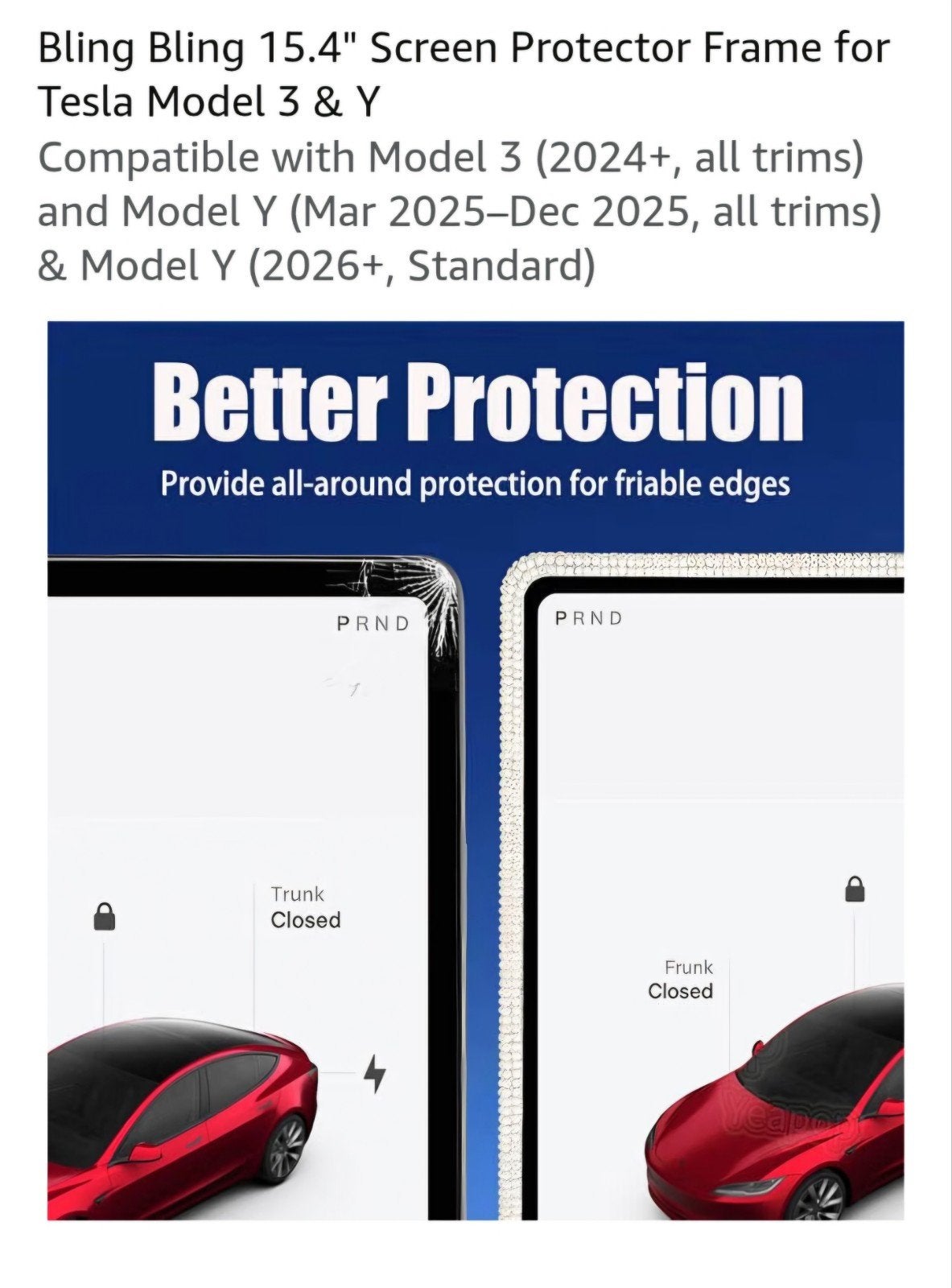 Foto 6 van Bling Bling 15.4" Screen Protector Frame Tesla Model 3 & Y